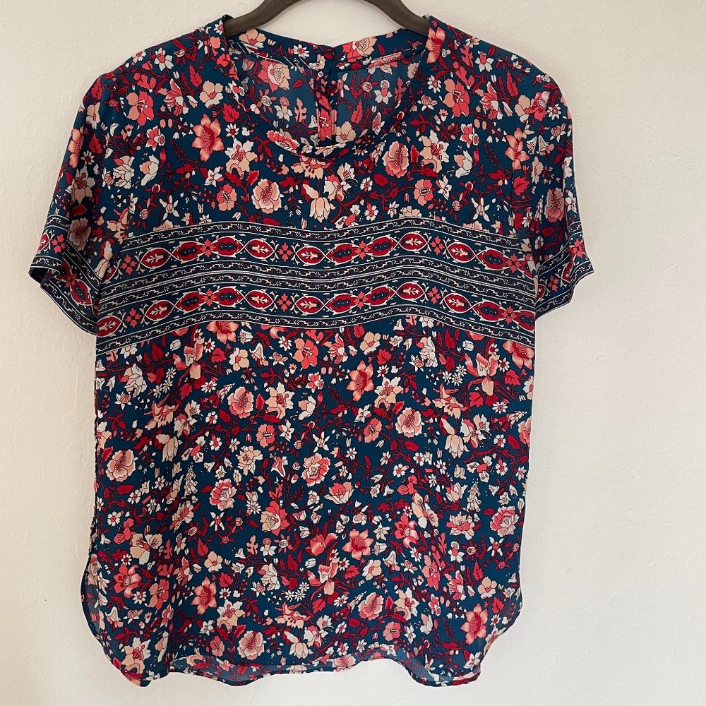 LOFT Short Sleeve Floral Blouse